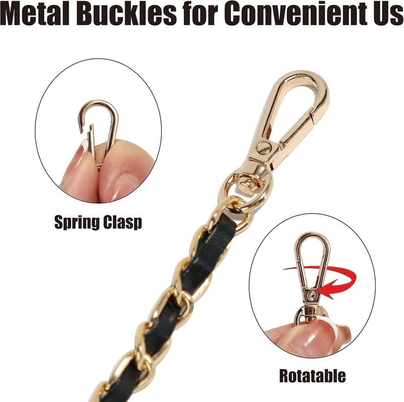 UU Metal Chain Strap, 47" Purse Straps Replacement, DIY Purse Chain Accessories, Crossbody Bag and Handbag Strap with Metal Buckles (Black & Gold) - Image 4